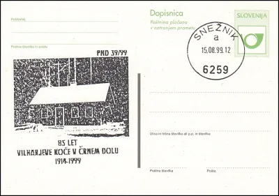 85 LET VILHARJEVE KOČE V ČRNEM DOLU 1914 - 1999